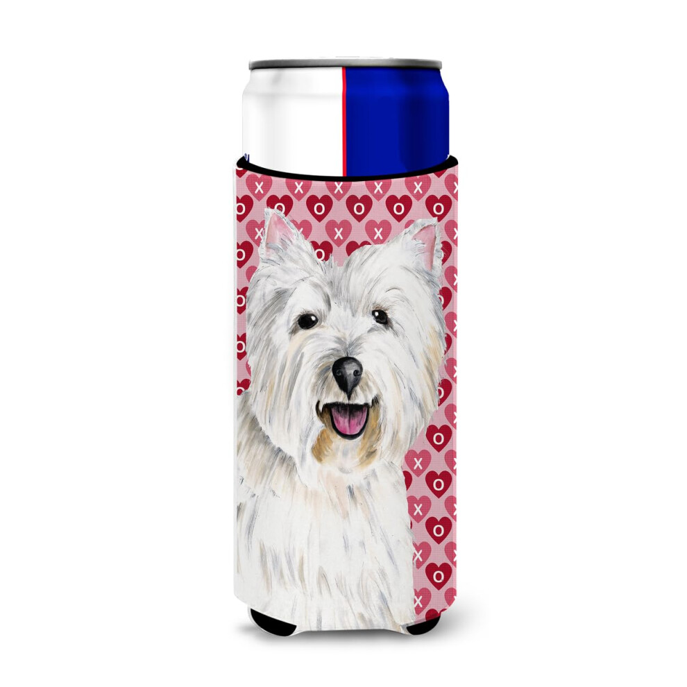 Caroline's Treasures SC9269MUK Westie Hearts Love And Valentine's Day Portrait Ultra Hugger Fur Schmale Dosen, Dosenkuhler, Hulle, Hugger, Maschi-image