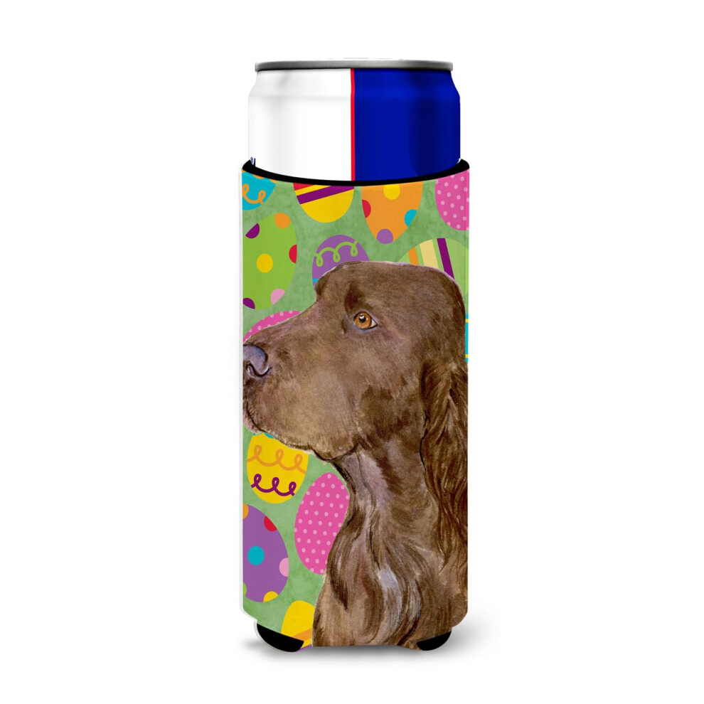 Caroline's Treasures SS4870MUK Field Spaniel Easter Eggtravaganza Ultra Hugger Pour Canettes Fines Manchon Refroidisseur De Canettes Hugger Manch-image