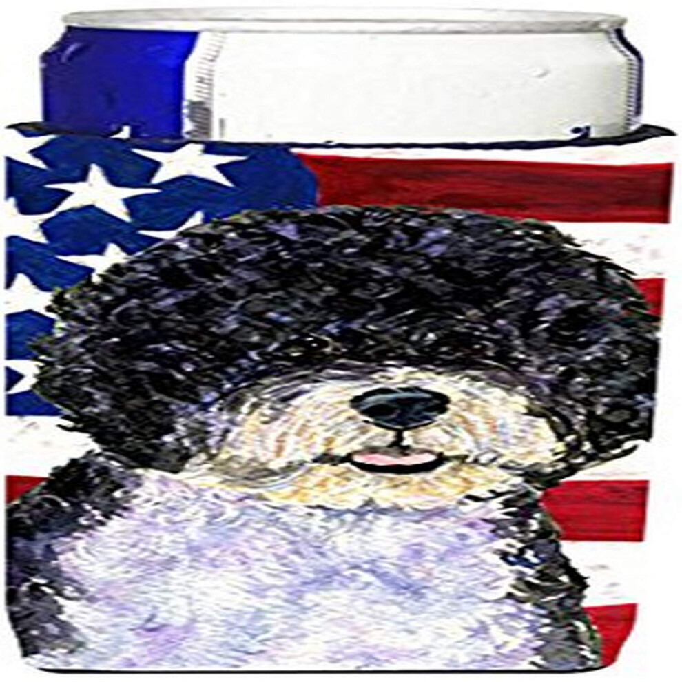 Caroline's Treasures SS4053MUK Usa Americk Vlajka S Portugalskm Vodnm Psem Ultra Hugger Pro Tenk Konzervy Can Cooler Sleeve Hugger Pran V Pracce-image