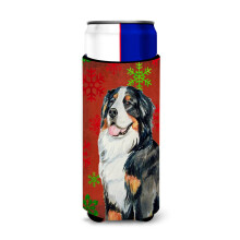 Caroline's Treasures LH9334MUK Berner Sennenhund Rot Grn Schneeflocken Urlaub Weihnachten Ultra Hugger fr schlanke Dosen Dosenkhler Sleeve Hugger