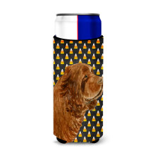 Caroline's Treasures SS4303MUK Sussex Spaniel Candy Corn Halloween Portret Ultra Hugger voor slanke blikjes Blikjeskoeler Sleeve Hugger Machinewasbare