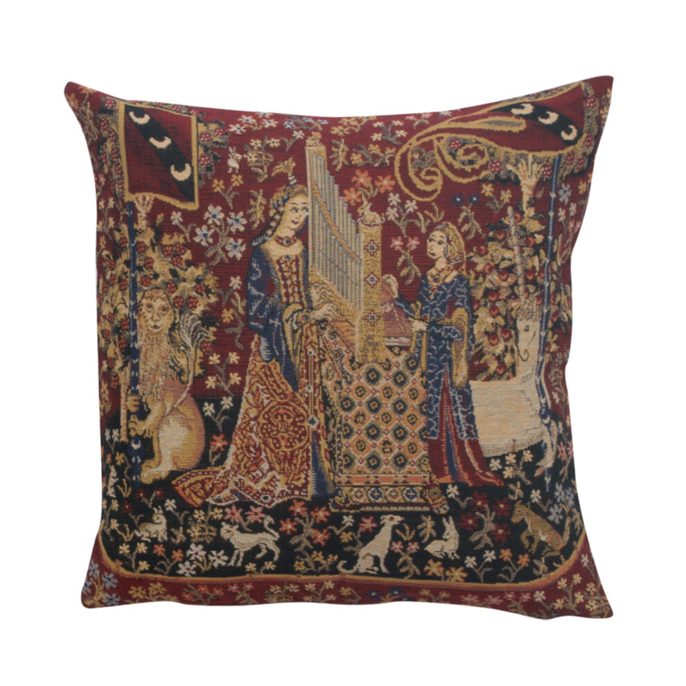 Charlotte Home Furnishings Inc. Hearing II Square Throw Pillow Cover - 16 x 16 Decorative Boho Cushion Case for European Cotton Room Decor Jacquard Wo