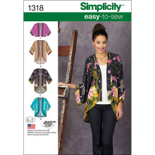 Simplicity 1318 Women's Clothes Kimono Jacket Sewing Patterns Sizes XXS-XXL