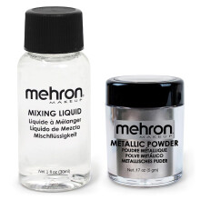Mehron Makeup Metallic-Puder (0,17 oz) mit Mischflssigkeit (1 oz) (Silber)