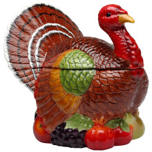 Cosmos Gaver Turkey Design Ceramic Cookie Jar 10-3/8-tommer