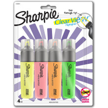 SHARPIE Clear View Highlighters Mejselspets Blandade frger 4 Count