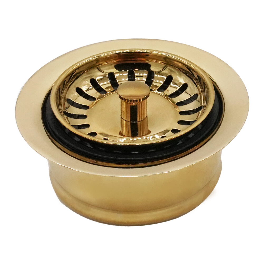 Westbrass D2082s-01 Extra-Deep Waste Disposal Flange & Strainer Polished Brass 747028434072