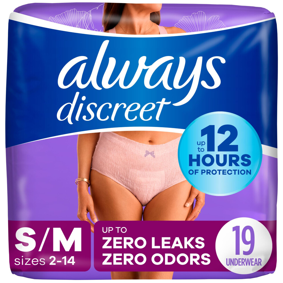 Always Discreet Adult Incontinence & Postpartum Underwear For Women  Size Small/Medium White  Maximum Absorbency  Disposable  19 Count(Pack of 1) (Pac