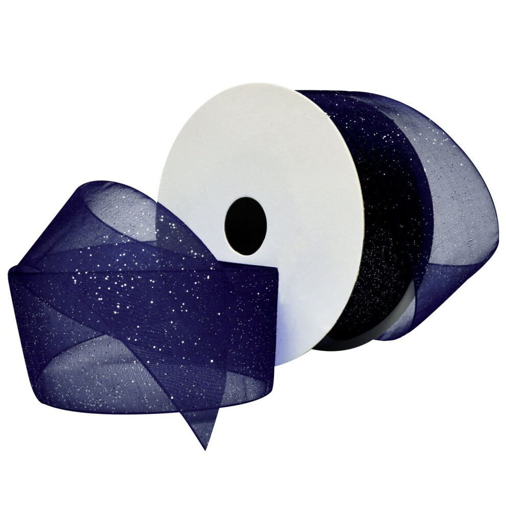 Ruban Organdi Transparent Morex Ribbon Sugar, 3,8 Cm X 22,9 M, Bleu Marine-image