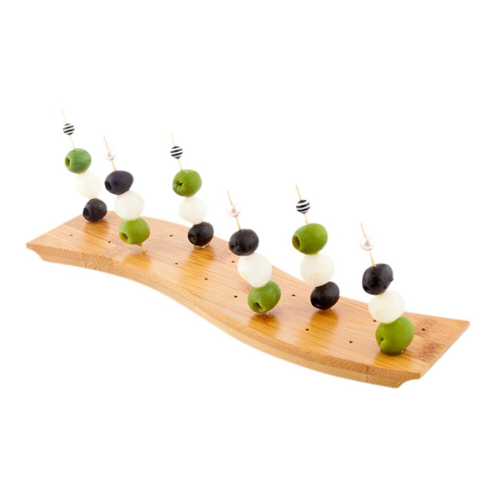 Restaurantware Spiessstander, 41,9 X 9,7 X 2,5 Cm, 1 Stabiler Spiesshalter Mit 20 Schlitzen, Nachhaltiger Spiesshalter Aus Bambus Fur Buffets, Ban-image