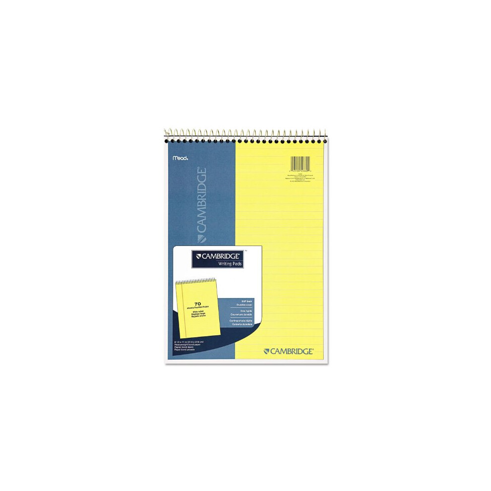 Cambridge 59880 Stiff Back Wire Bound Notebook  Wide Rule  8 1/2 x 11  Canary Paper  70 Sheets-image-OPC-PFMSV8P-NEW