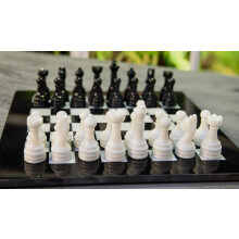 Radicaln Marmor Schackset 30 cm Svart och Vit Handgjord Schackspel - 1 Schackbräda & 32 Schackpjäser - Brädspel för 2 Spelare