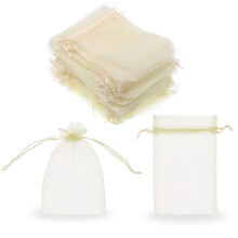 SumDirect 100 kpl 4x6 tuuman lpinkyv kiristysnyri organza korupussit Hjuhliin Joululahjalaukut (beige)