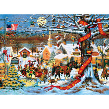 Buffalo Games - Charles Wysocki - Kerst in een kleine stad - Legpuzzel van 1000 stukjes