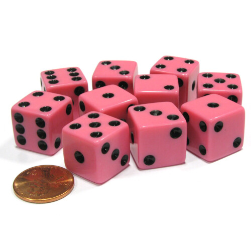 Set de 10 dés D6 16mm standards roses par Koplow Games