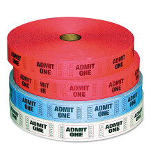 PM Company 59001 Εισιτήριο Admit-One Multi-Pack, 4 Ρόλοι, 2 Κόκκινοι, 1 Μπλε, 1 Λευκό, 2000/Ρόλο (PMC59001)