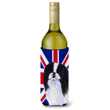 Caroline's Treasures SS4909LITERK Ιαπωνικό Χιν με Αγγλική Σημαία Wine Bottle Hugger