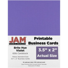 JAM PAPER Tulostettavat K yntikortit - 3 1/2 x 2 - Brite Hue Violet - 100/pakkaus