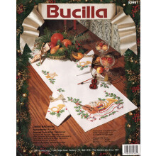 Bucilla """"""""Christmas Music"""""""" Stamped Cross-Stitch Table Runner Kit 82981
