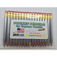 Halbe Bleistifte mit Radiergummi Golf Classroom Pew Short Mini sechseckig angespitzt, 2 Bleistiftfarben Silber, Packung mit 36 ??Taschenbleisti