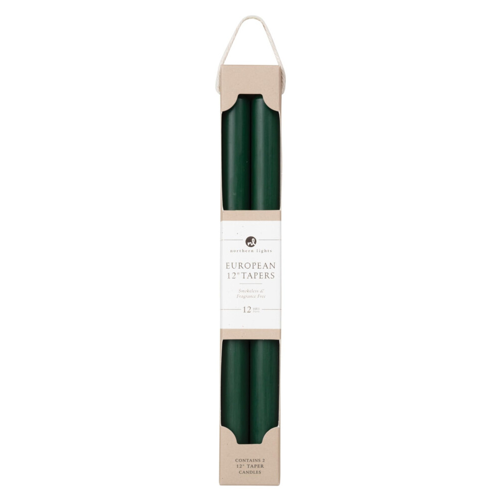 Northern Lights Candles - 12"""" 2pk Tapers - Hunter Green - 72896