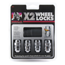 Gorilla Automotive (71631X) 12 mm x 1,50 draadmaat Acorn chroom X2 wielslot (4 stuks)