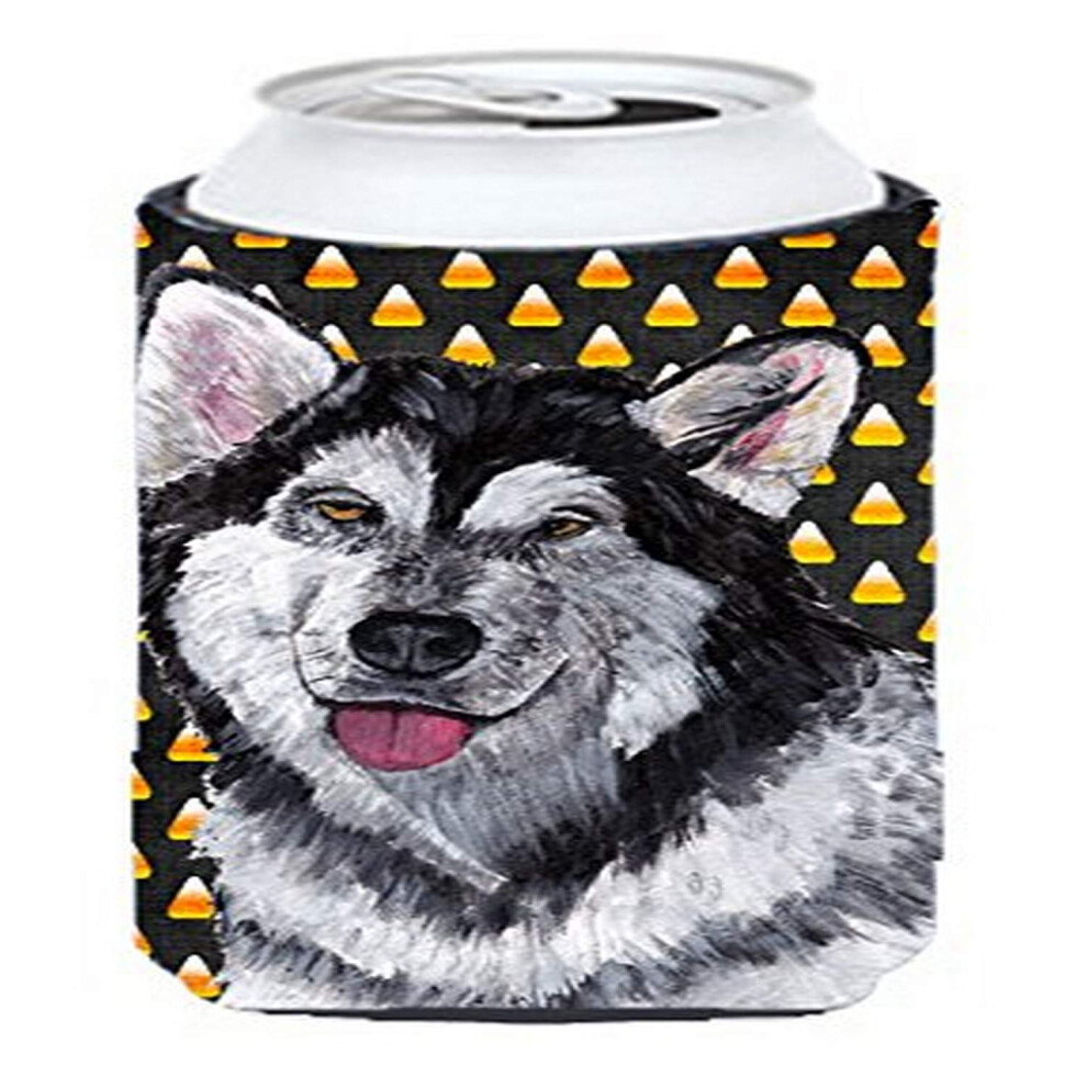 Caroline's Treasures SC9496TBC Alaskan Malamute Candy Corn Halloween Tall Boy Hugger Can Cooler Sleeve Hugger Machine Washable Drink Sleeve Hugger Col-image
