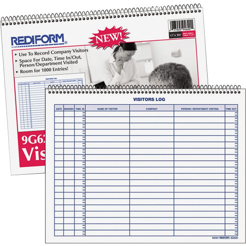 Rediforme 9G620 Visitantes Livro de log 1000 Fios de entradas 50 pgs de 11 polegadas x8-1/2 polegadas brancas