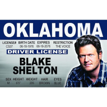Patente di guida parodia Signs 4 Fun | Blake Shelton ID | Carta d'identit    falsa | Patente di guida da collezione | Regalo originale per le feste
