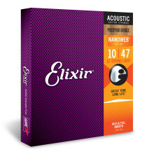 Elixir-strenge akustiske guitarstrenge fosfor bronze med nanoweb bel?gning l?ngst langvarig rig og fuld tone med behagelig fornemmelse 12 streng
