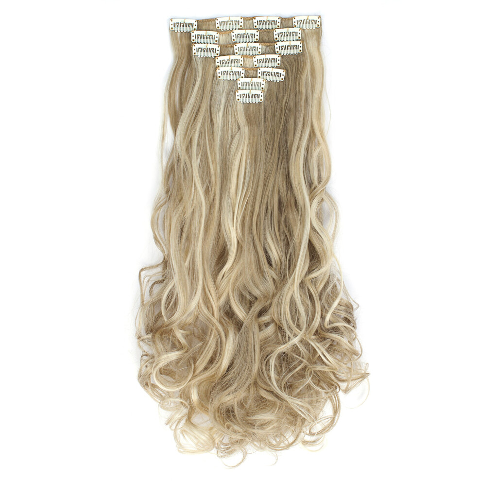 Onedor 20"""" Curly Full Head Clip In Synthetic Hair Extensions 7Pcs 140G (16H613)
