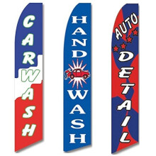 3 Swooper-vlaggen Car Wash Service OPEN Auto Detail Shop Handwas