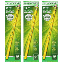 L   piz Ticonderoga Woodcase F n.    2,5, cuerpo amarillo, 12 por paquete [Juego de 3]
