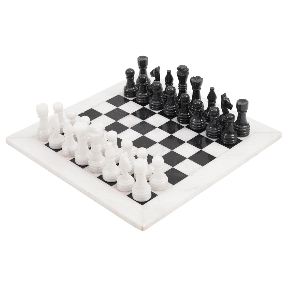 Radicaln Marble Chess Set 15 Inches White and Black Handmade Chess Board Game - Best Travel Chess Set 2 Player Games - 1 Chess Board & 32 Chess Pieces-image-OPC-PFSWQWF-NEW