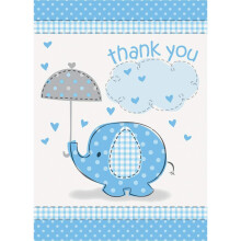 Unieke babyolifant bedankkaartjes 5,5 x 4 inch blauw