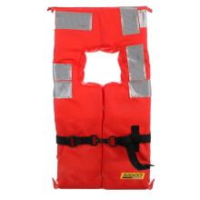 Chaleco comercial para alta mar Seachoice tipo I con paneles reflectantes de color naranja fluorescente para j venes de hasta 90 libras.