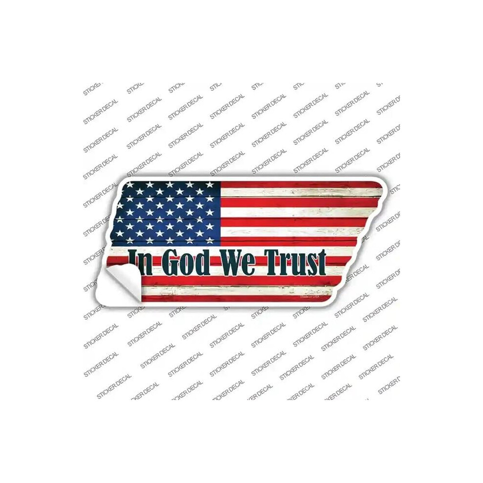 Smart Blonde Tn-084S-S In God We Trust American Flag Novelty Tennessee Shape Sticker Decal - Small 792636035944