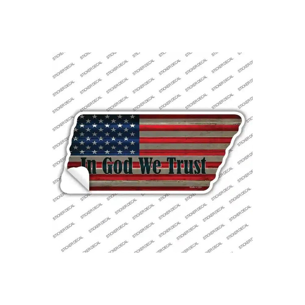 Smart Blonde Tn-283S-S In God We Trust American Flag Novelty Corrugated Tennessee Shape Sticker Decal - Small 792636036095