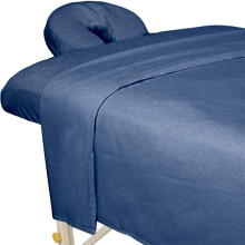 Set di lenzuola per massaggi ForPro Premium in flanella, 3 pezzi, blu oceano, per lettini da massaggio, include lenzuolo piano per massaggi, lenz