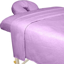 Set di 3 lenzuola per massaggi in flanella ForPro Premium color lavanda per lettini da massaggio, include lenzuolo piano per massaggi, lenzuolo c