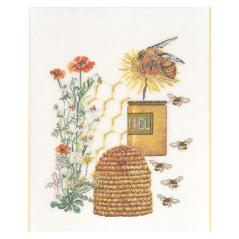 Thea Gouverneur - Counted Cross Stitch Kit - Honey Sampler - Aida - 16 Count - Embroidery Kit For Adults - Dmc Embroidery Threads And Other Cross