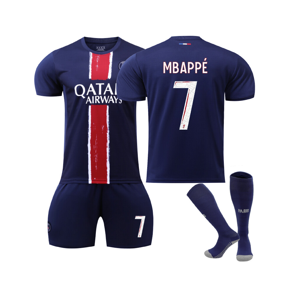 Qinyuchen (22(120-130Cm)) Comfortable 2425 Paris Home Mbappé #7 Training Suit With Socks