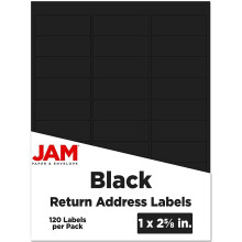 JAM PAPER Retouradreslabels - Standaard verzendlabels - 1 x 2 5/8 - Zwart - 120 verzendlabels/pak