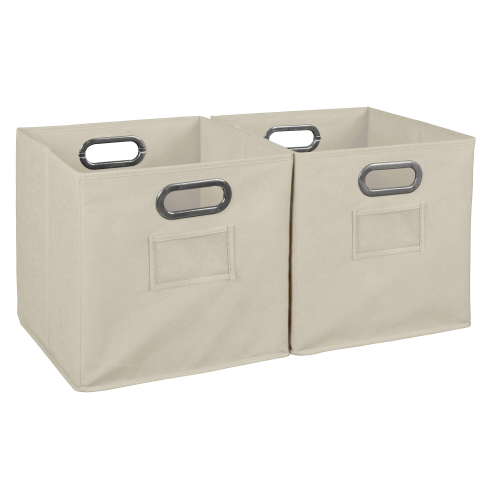 Niche Cubo Lot de 2 bacs de rangement pliables en tissu avec porte-   tiquette - Naturel