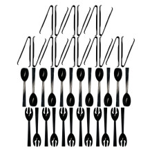 Party Essentials Plastic Party Buffet Serveergereedschap Kit Lepels/Vorken/Tang 40-delig Zwart