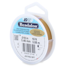 Beadalon 49 Strand Stainless Steel Bead Stringing Wire 018 in / 0.46 mm Satin Gold 10 ft / 3.1 m