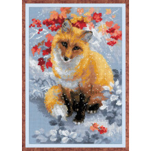 RIOLIS 1510 - Fox - Laskettu ristipistosarja 8,25""""x11,75"""" Zweigart 14ct. Tummanharmaa AIDA 27 vri