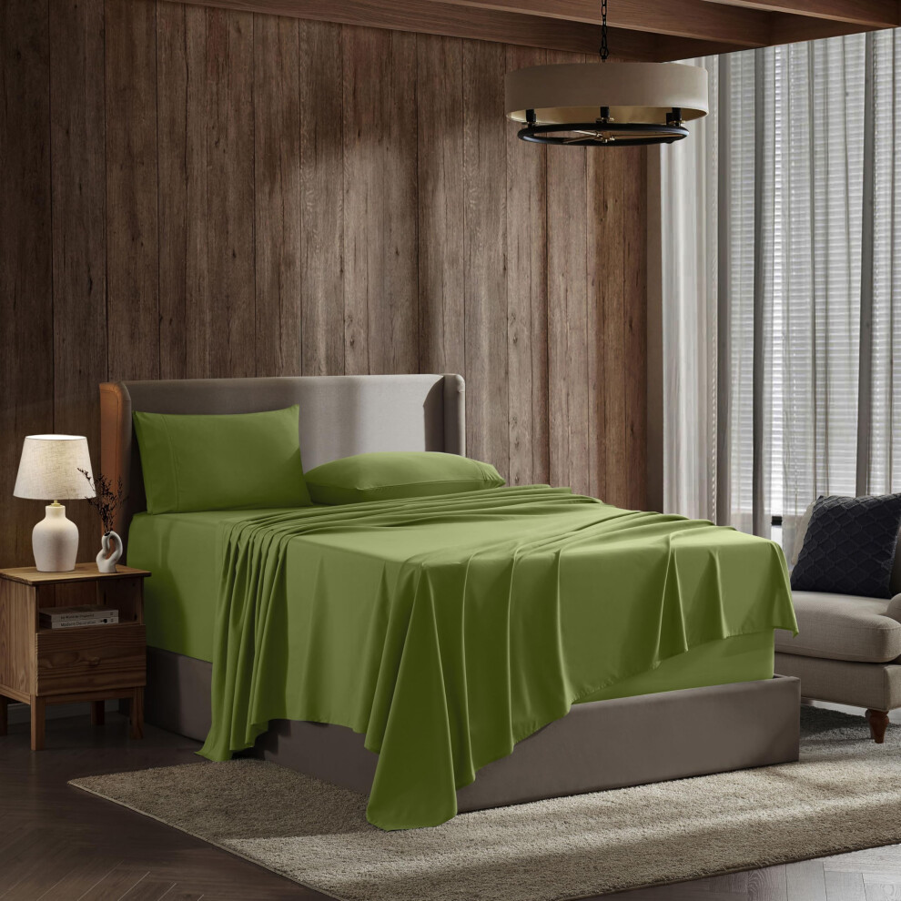 Parure de lit Queen Size Nestl - 4 pi   ces pour lit Queen Size, draps de luxe extra doux, respirants et rafra   chissants, couleur vert calla