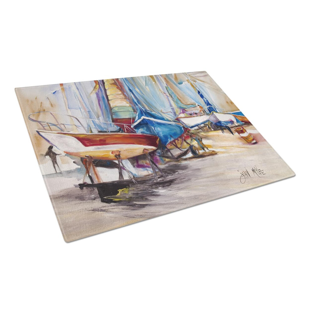 Caroline's Treasures JMK1066LCB On The Hill Zeilboten Glazen Snijplank Groot Decoratief Gehard Glazen Keuken Snij- En Serveerplank Groot Formaat Snijp-image