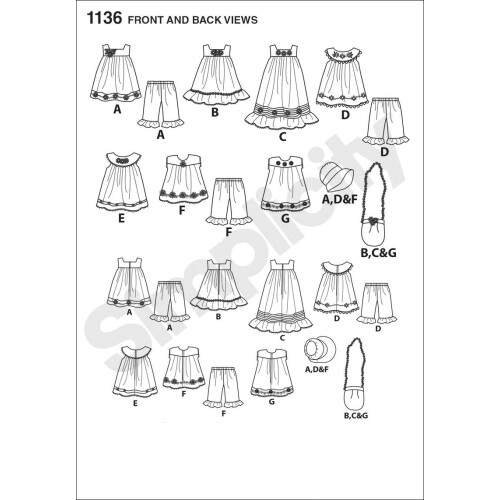 Simplicity 1136 Doll Clothes Sewing Pattern for 18'' Dolls  One Size Only 2